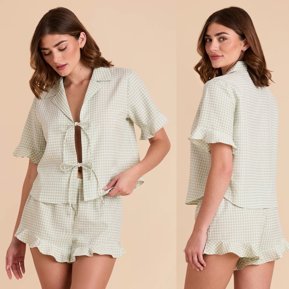 Frankie Pajamas Pistachio Gingham Wonens Size Medium